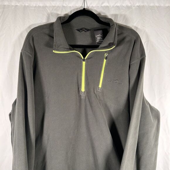 Eddie Bauer Sweater Men's TXL Green 1/4 Zip Long Sleeve Zip Pocket Pullover - Picture 2 of 11